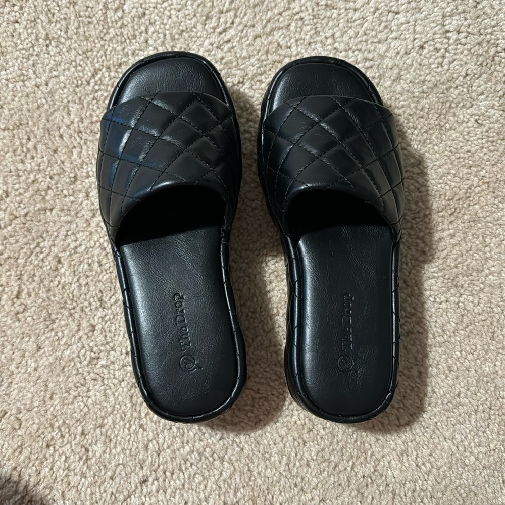 Quilted Platform Mules - Picture 1 of 3